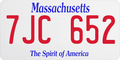 MA license plate 7JC652