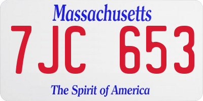 MA license plate 7JC653