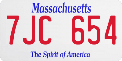 MA license plate 7JC654