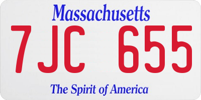 MA license plate 7JC655