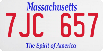 MA license plate 7JC657