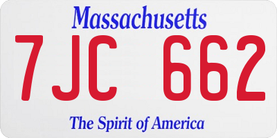 MA license plate 7JC662