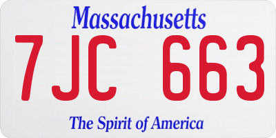 MA license plate 7JC663