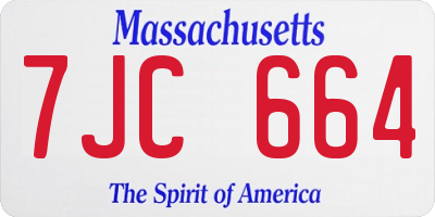 MA license plate 7JC664