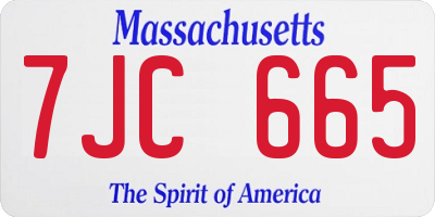 MA license plate 7JC665