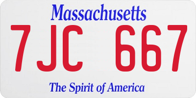 MA license plate 7JC667