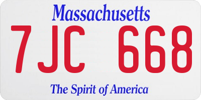 MA license plate 7JC668