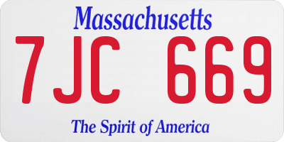 MA license plate 7JC669