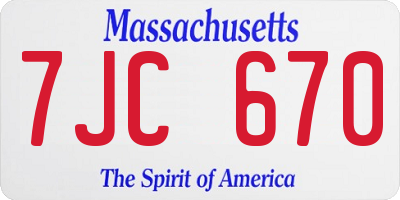 MA license plate 7JC670