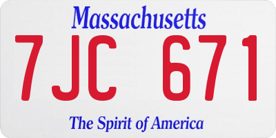 MA license plate 7JC671