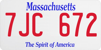 MA license plate 7JC672