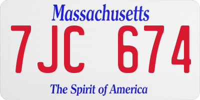 MA license plate 7JC674