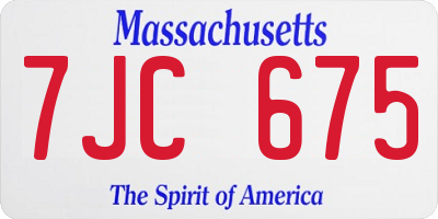 MA license plate 7JC675