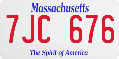 MA license plate 7JC676