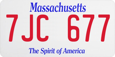 MA license plate 7JC677