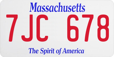 MA license plate 7JC678