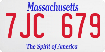 MA license plate 7JC679