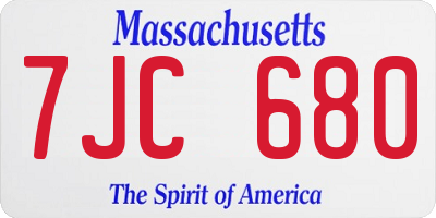 MA license plate 7JC680