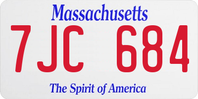 MA license plate 7JC684