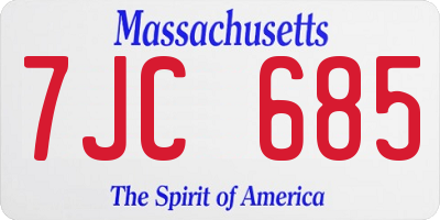 MA license plate 7JC685