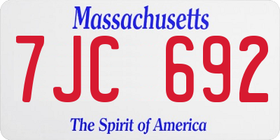 MA license plate 7JC692