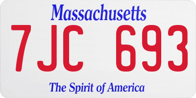 MA license plate 7JC693