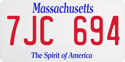 MA license plate 7JC694