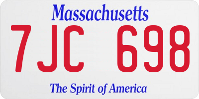 MA license plate 7JC698
