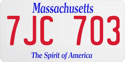MA license plate 7JC703