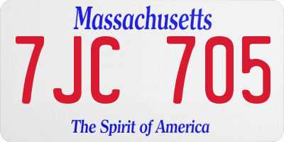 MA license plate 7JC705