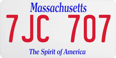 MA license plate 7JC707