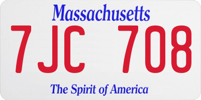 MA license plate 7JC708