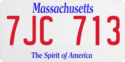 MA license plate 7JC713