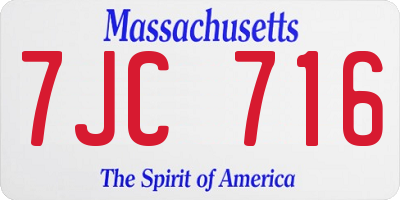 MA license plate 7JC716