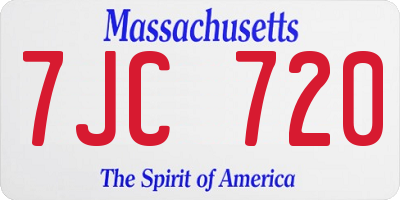 MA license plate 7JC720