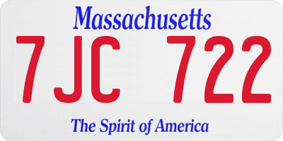 MA license plate 7JC722