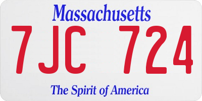 MA license plate 7JC724