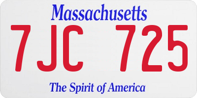 MA license plate 7JC725
