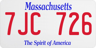 MA license plate 7JC726