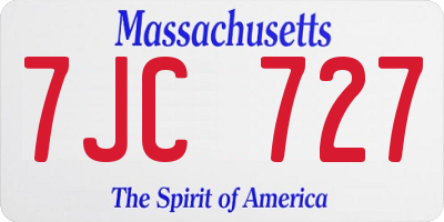 MA license plate 7JC727