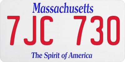 MA license plate 7JC730