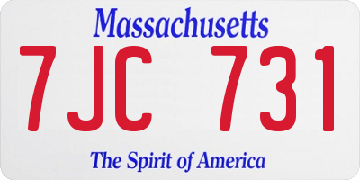 MA license plate 7JC731