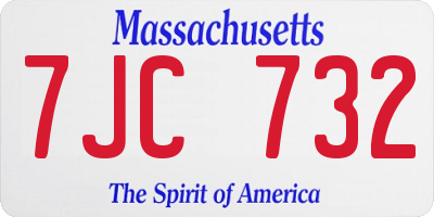 MA license plate 7JC732