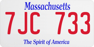 MA license plate 7JC733