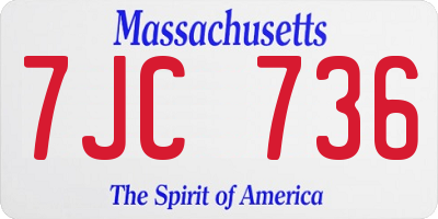 MA license plate 7JC736