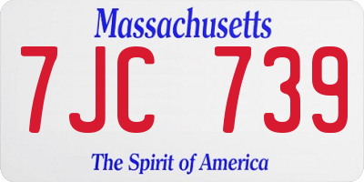 MA license plate 7JC739
