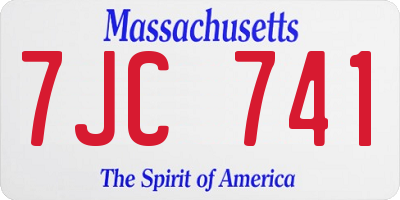 MA license plate 7JC741