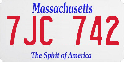 MA license plate 7JC742