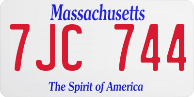 MA license plate 7JC744