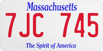 MA license plate 7JC745